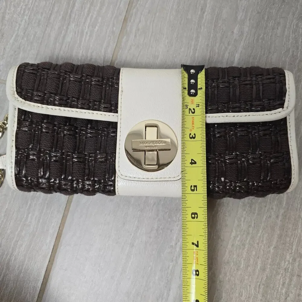 Kate Spade Woven Clutch Bag Shoulder Brown/White NWOT